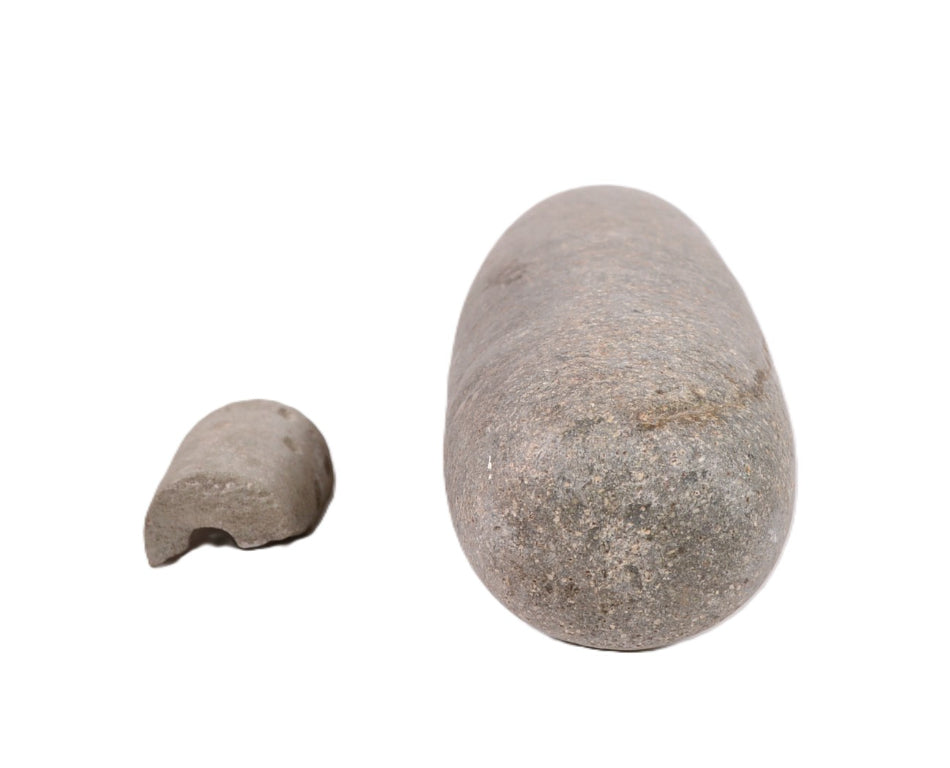 Chumash Pipe Fragment and Large Pestle Set of 2