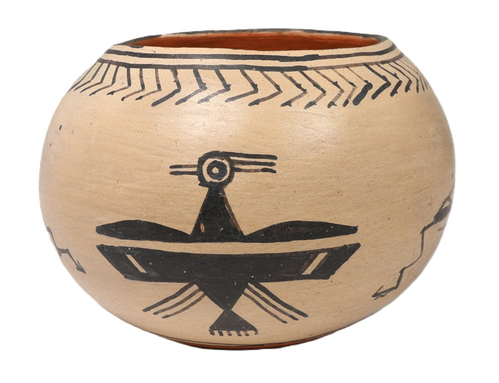 Cochiti Pueblo Pottery Bowl; Thunderbird and Thunder Clouds