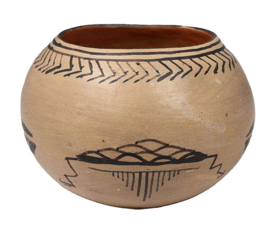 Cochiti Pueblo Pottery Bowl; Thunderbird and Thunder Clouds