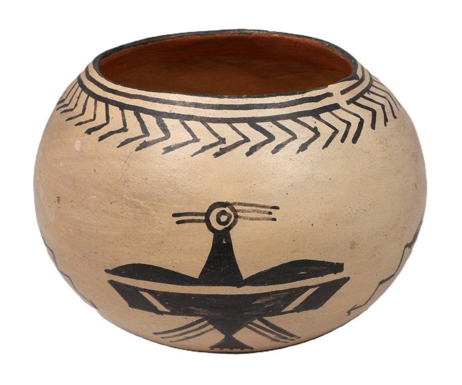 Cochiti Pueblo Pottery Bowl; Thunderbird and Thunder Clouds