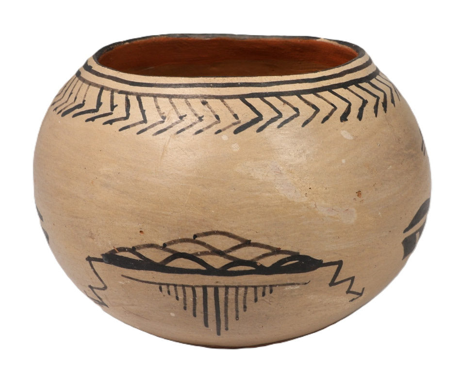 Cochiti Pueblo Pottery Bowl; Thunderbird and Thunder Clouds