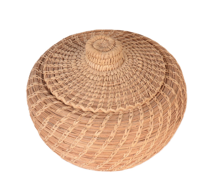 Papago Lidded Split-Stitch Basket