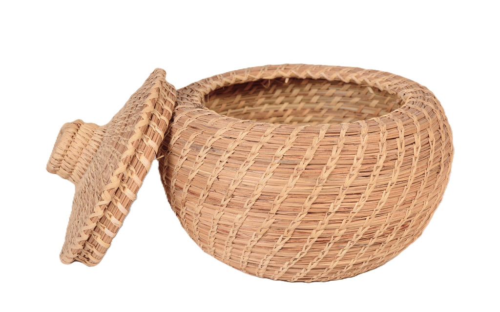 Papago Lidded Split-Stitch Basket
