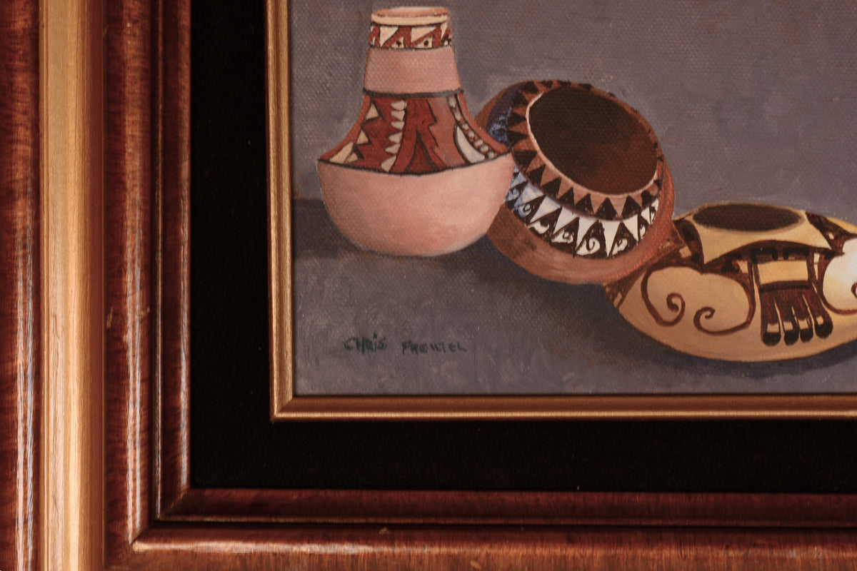 Oil Painting Still Life of 3 Pueblo Pottery By Chris Freiltel