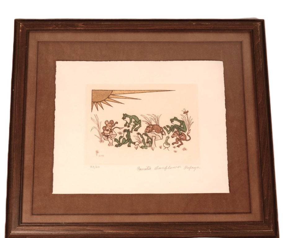 Santa Clara Pueblo Fine Art Framed Silkscreen By Camilio Sunflower Tafoya