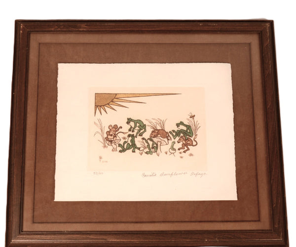 Santa Clara Pueblo Fine Art Framed Silkscreen By Camilio Sunflower Tafoya