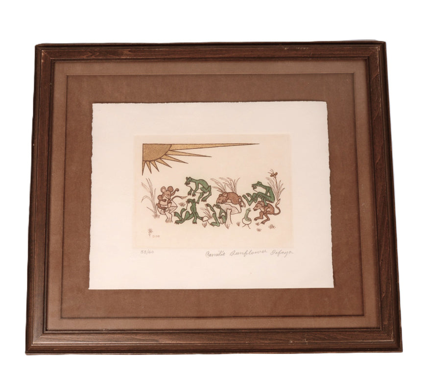 Santa Clara Pueblo Fine Art Framed Silkscreen By Camilio Sunflower Tafoya
