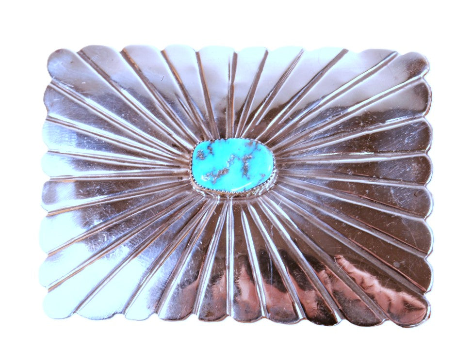 Navajo Sterling Silver & Turquoise Belt Buckle