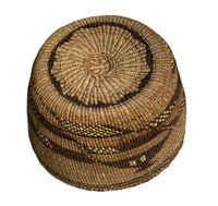 Klamath Basket with Yellow dyed bird quill