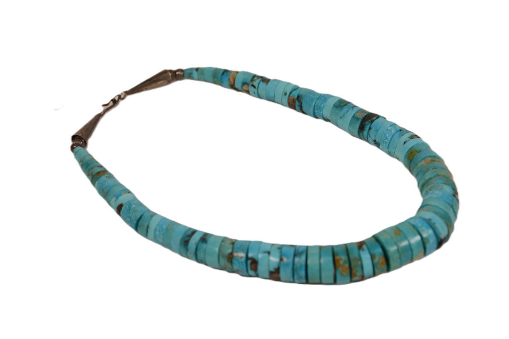 Santo Domingo Rolled Turquoise Blue Toned Graduated Necklace