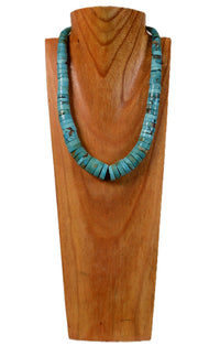 Santo Domingo Rolled Turquoise Blue Toned Graduated Necklace