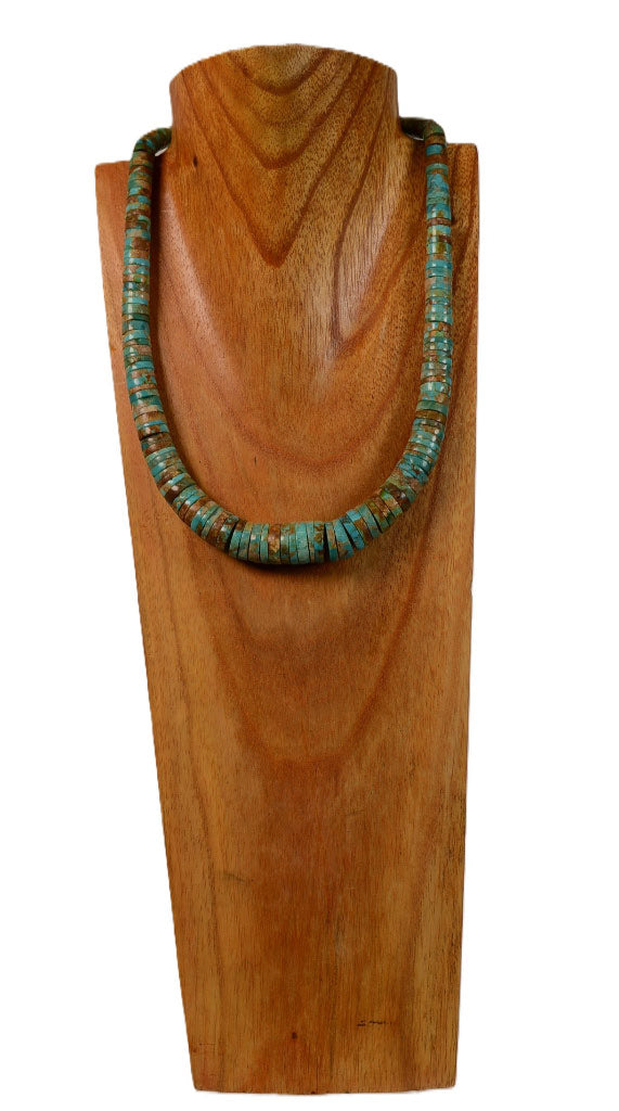 Santo Domingo Rolled Turquoise Blue Toned Graduated Necklace