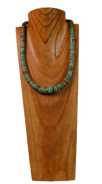 Santo Domingo Rolled Turquoise Blue Toned Graduated Necklace