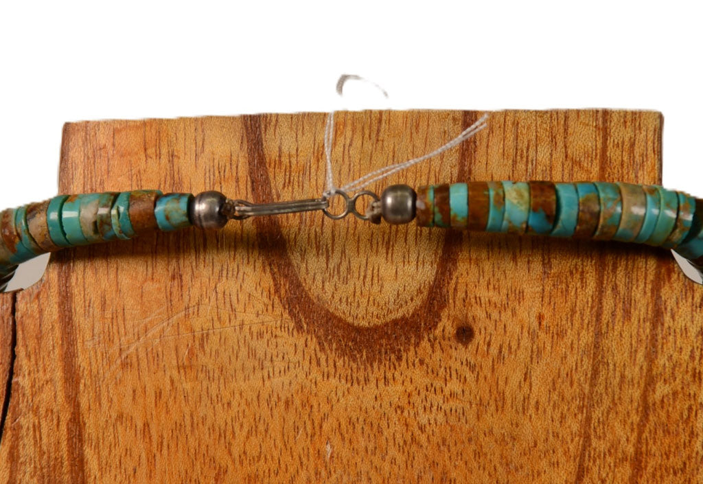 Santo Domingo Rolled Turquoise Blue Toned Graduated Necklace