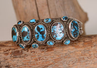 Navajo Cuff Bracelet with high grade Natural Caline Black Matrix Mine