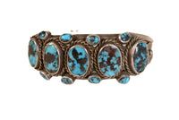 Navajo Cuff Bracelet with high grade Natural Caline Black Matrix Mine