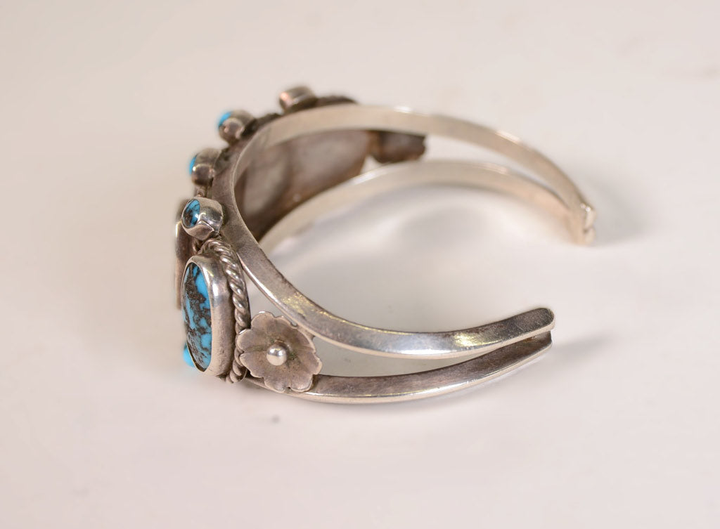 Navajo Cuff Bracelet with high grade Natural Caline Black Matrix Mine