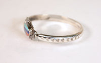 Navajo Bracelet; Sterling Silver Bangle with Inlay Closure