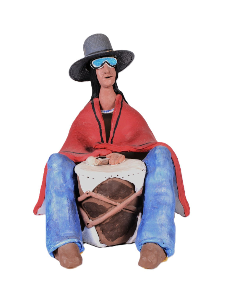 Navajo Ceramic Sitting Indian Man By A.F.