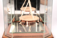 Pomo Miniature Feathered and Shell Basket in Glass and Mirrored Case