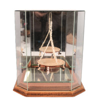 Pomo Miniature Feathered and Shell Basket in Glass and Mirrored Case