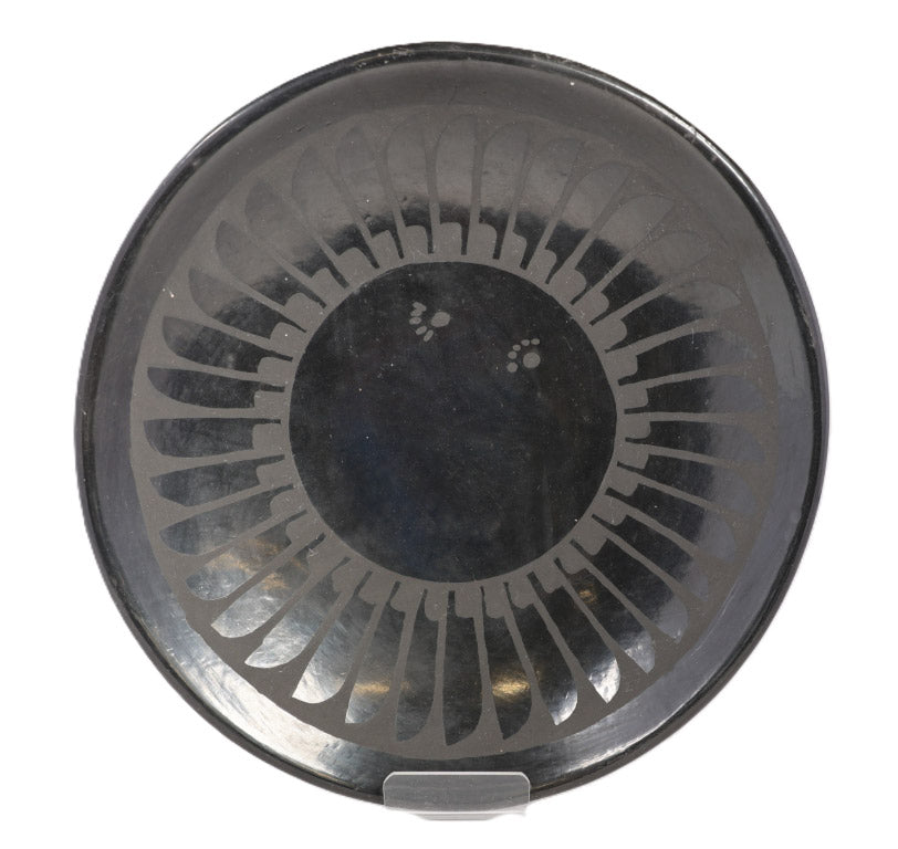 San Ildephonso Black Dish Pottery By Santana and Adam