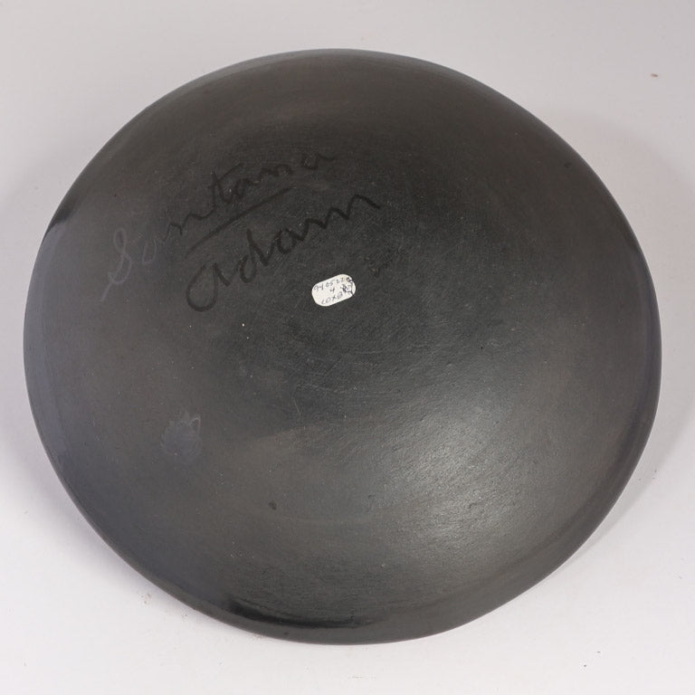 San Ildephonso Black Dish Pottery By Santana and Adam