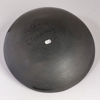 San Ildephonso Black Dish Pottery By Santana and Adam