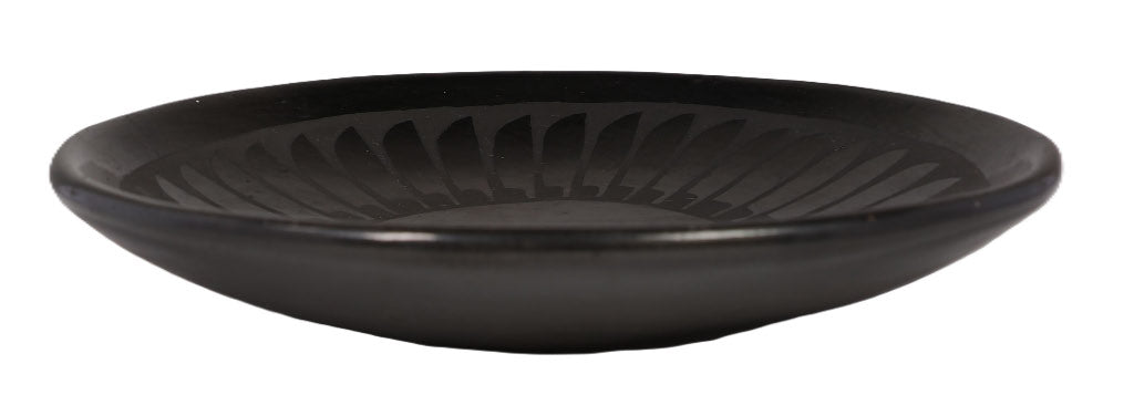 San Ildephonso Black Dish Pottery By Santana and Adam