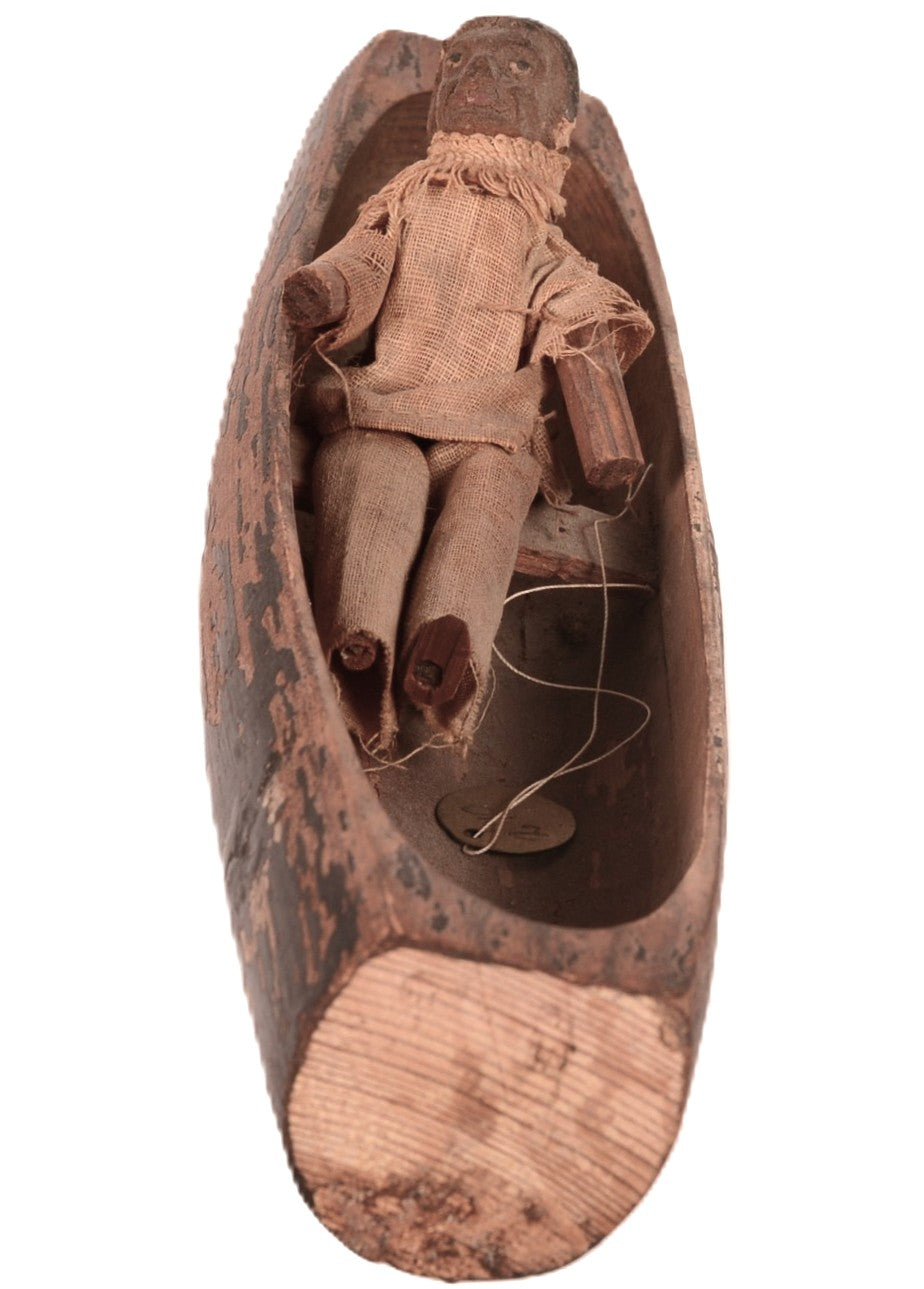 Rare Seminole Wood Canoe with Figure