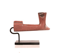 Northern Plains Sious Red Miniature Stone Pipe on a Stand; Warriors Pipe