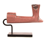 Northern Plains Sious Red Miniature Stone Pipe on a Stand; Warriors Pipe