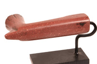Northern Plains Sious Red Miniature Stone Pipe on a Stand; Warriors Pipe