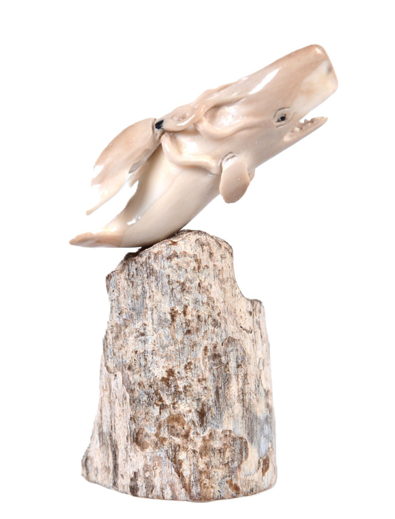 Eskimo Ivory Sperm Whale and Squid Statue