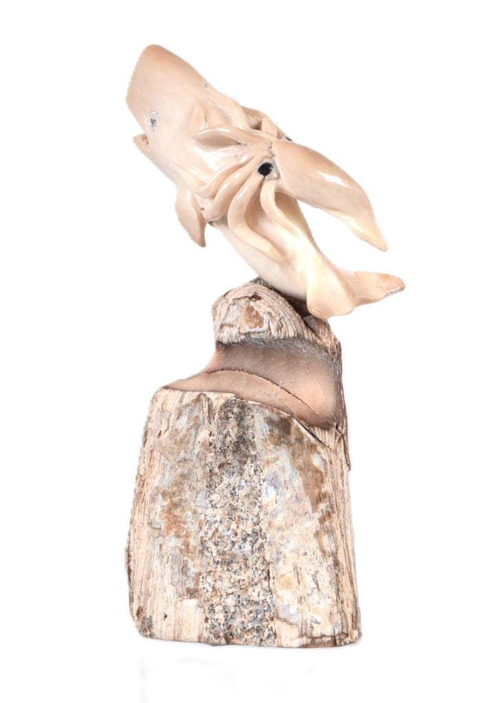 Eskimo Ivory Sperm Whale and Squid Statue