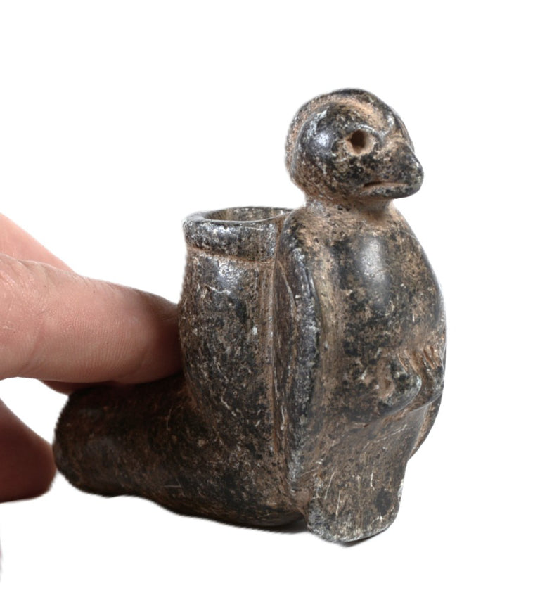 Moundbuilder Steatite Pipe Bowl with Bird