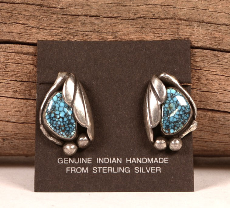 Navajo Sterling Silver and Spiderweb Turquoise Earrings