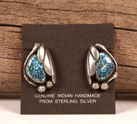 Navajo Sterling Silver and Spiderweb Turquoise Earrings