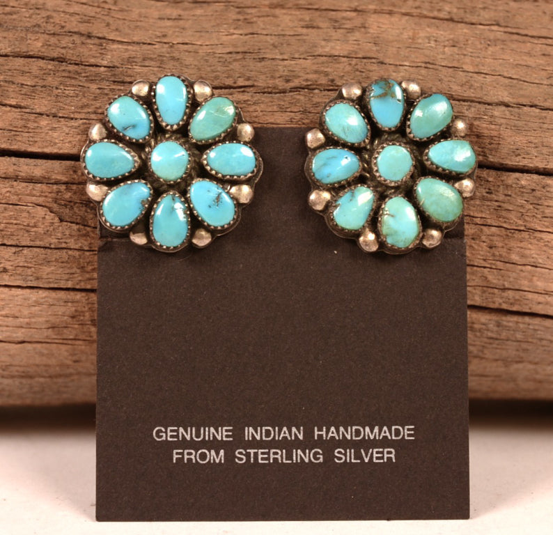 Zuni Pueblo Cluster Turquoise Earrings