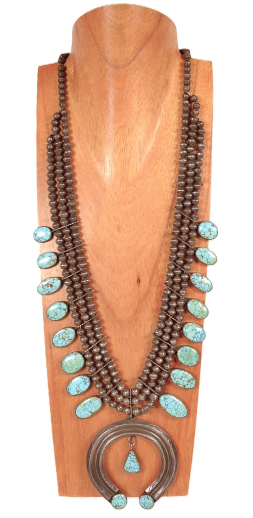 Navajo Squash Blossom #8 Turquoise Necklace