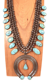 Navajo Squash Blossom #8 Turquoise Necklace