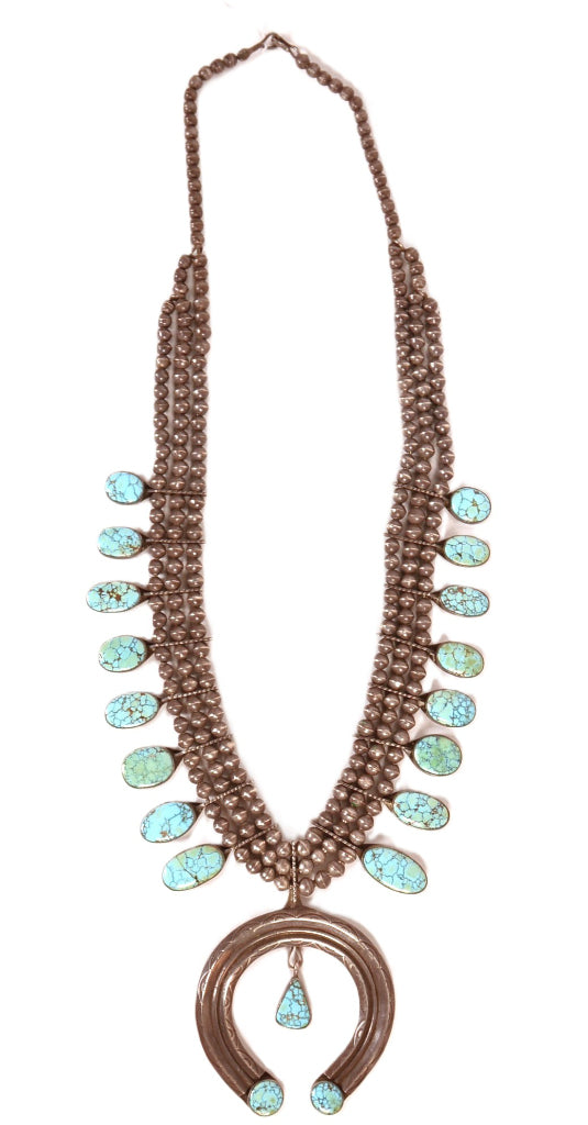 Navajo Squash Blossom #8 Turquoise Necklace