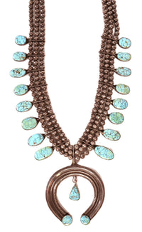 Navajo Squash Blossom #8 Turquoise Necklace