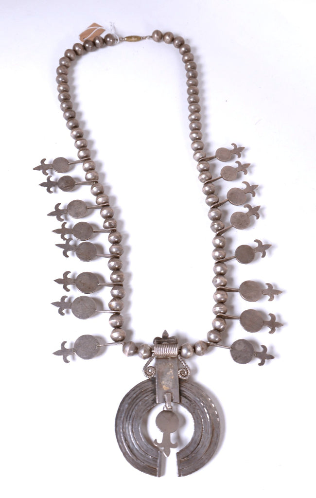 Navajo Sterling Silver Squash Blossom Naja Necklace