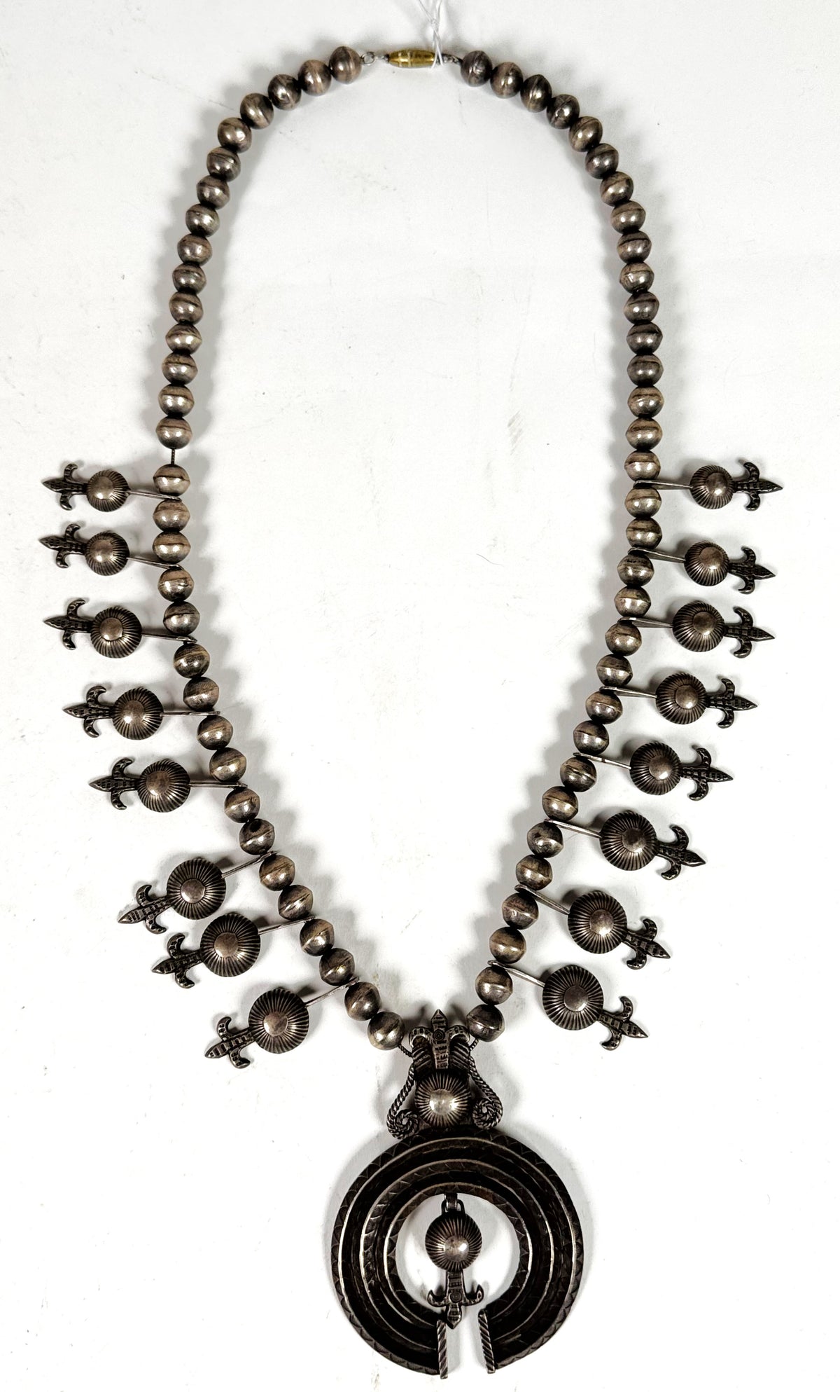 Navajo Sterling Silver Squash Blossom Naja Necklace