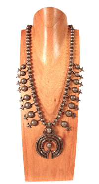 Navajo Sterling Silver Squash Blossom Naja Necklace