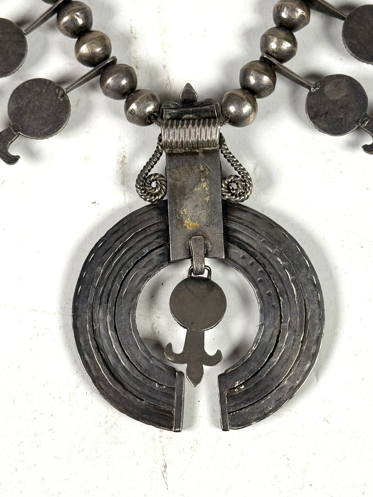 Navajo Sterling Silver Squash Blossom Naja Necklace