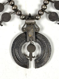 Navajo Sterling Silver Squash Blossom Naja Necklace