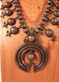 Navajo Sterling Silver Squash Blossom Naja Necklace