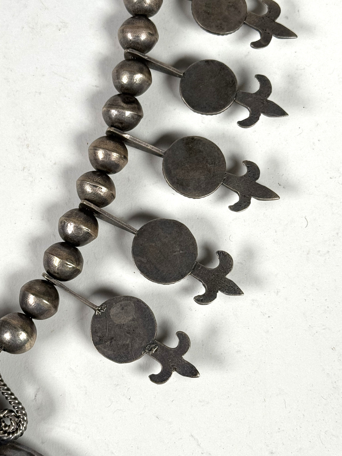Navajo Sterling Silver Squash Blossom Naja Necklace